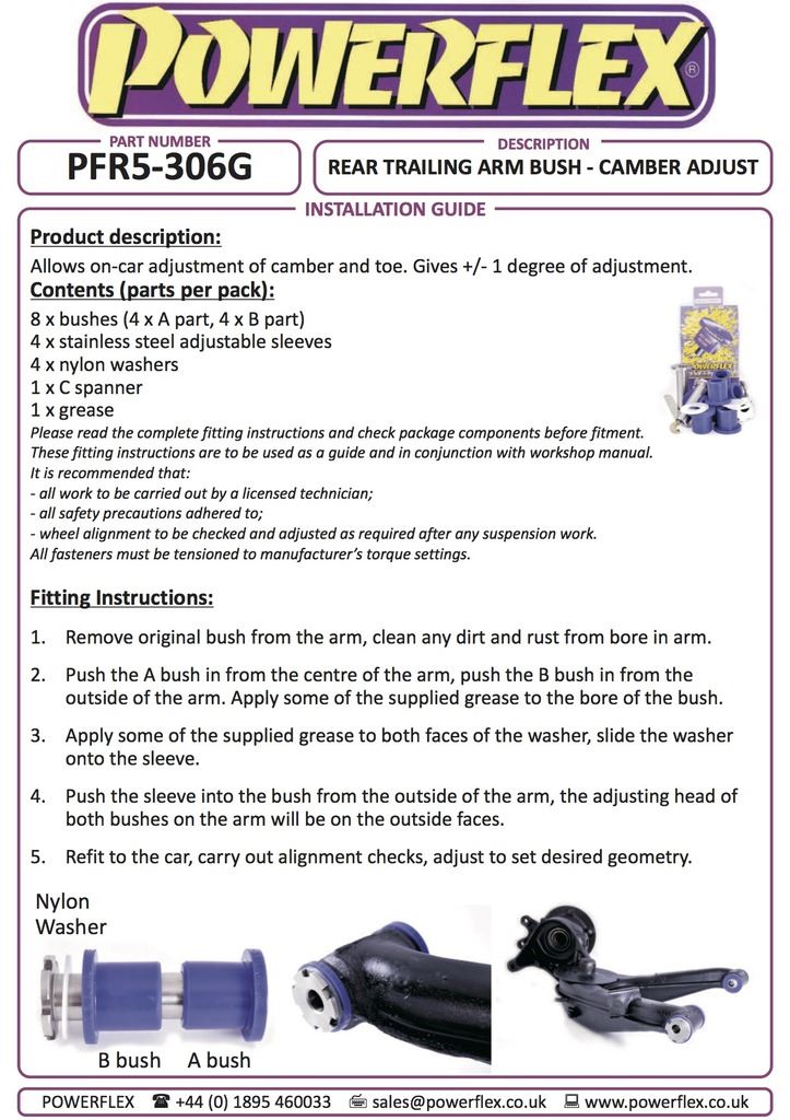 For BMW Z3 1994-2002 PowerFlex Black Series Rear Trailing Arm Bush