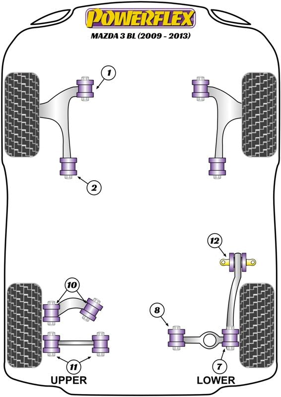 Mazda 3 BL 2009-2013 PowerFlex Front Wishbone Front Bush 14mm bolt