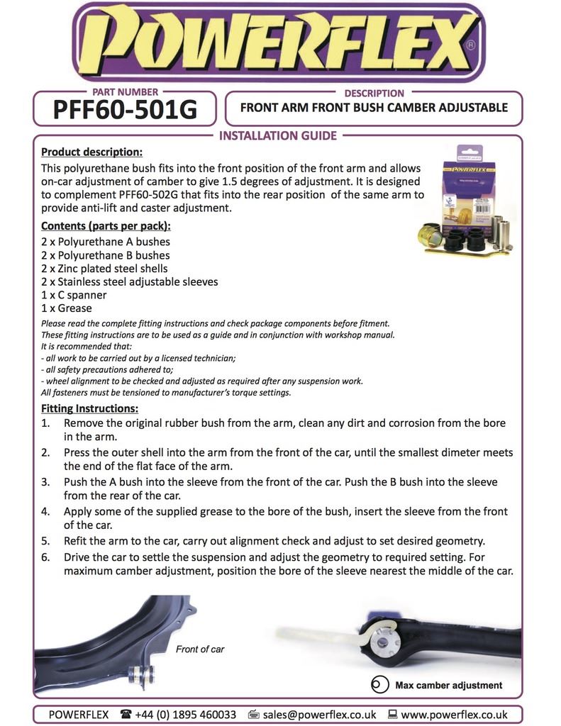 For Renault Scenic II 2003-2009 PowerFlex Black Series Front Arm Front Bush