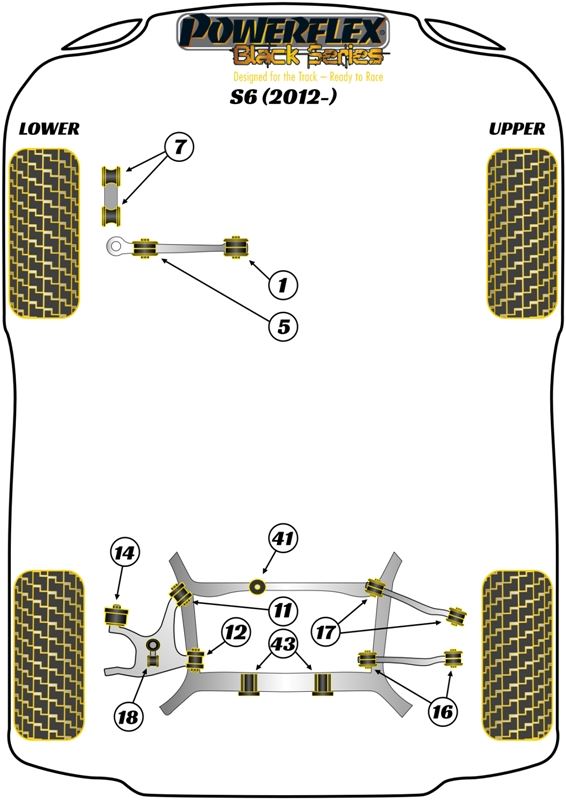 For Audi S6 2012- PowerFlex Black Series Rear Tie Rod Outer Bush
