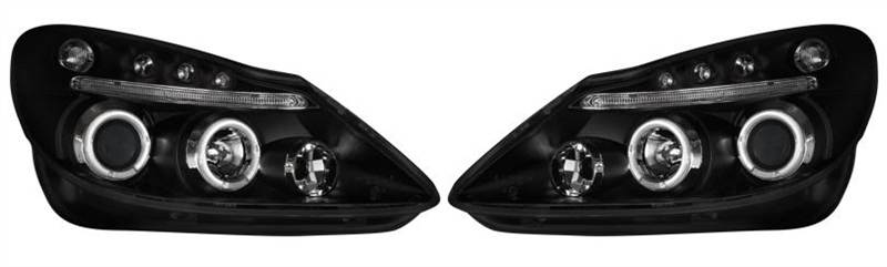 VAUXHALL CORSA D MK3  7/2006-8/2011 BLACK ANGEL EYES HEADLIGHTS PAIR