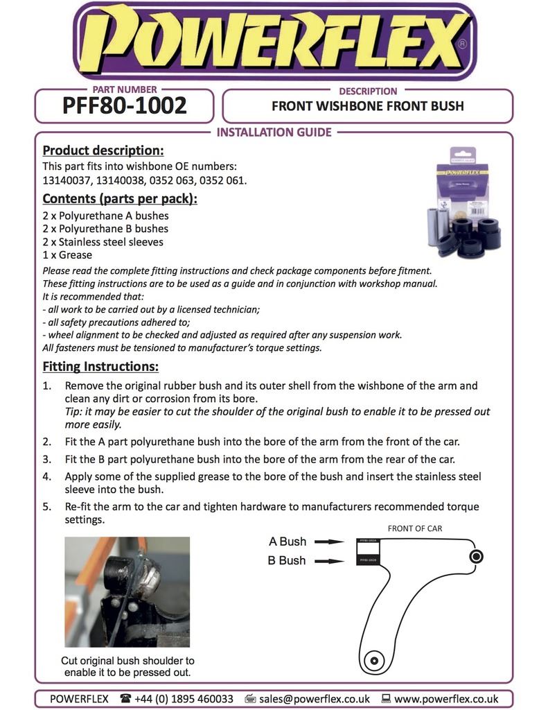 For Vauxhall Corsa C 2000-2006 PowerFlex Black Series Front Wishbone Front Bush