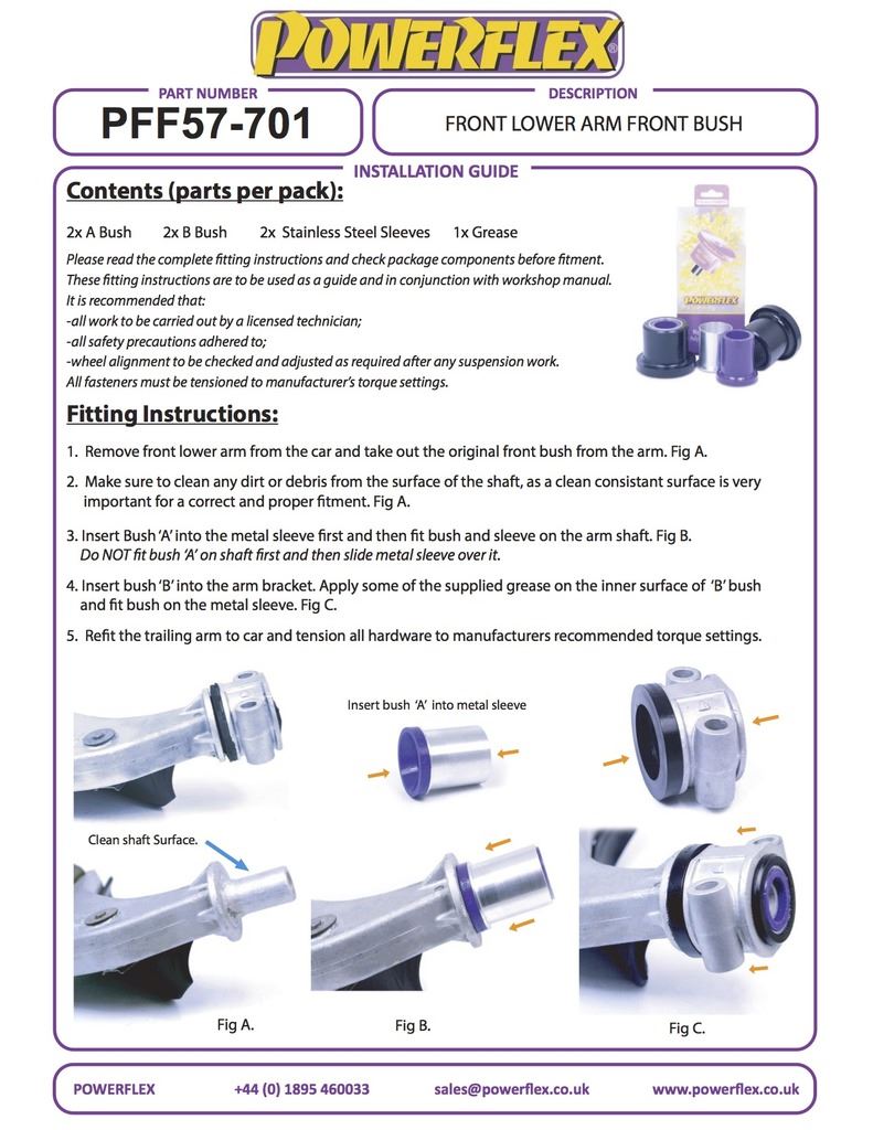 For Porsche 928 1978-1995 PowerFlex Black Series Front Lower Arm Front Bush