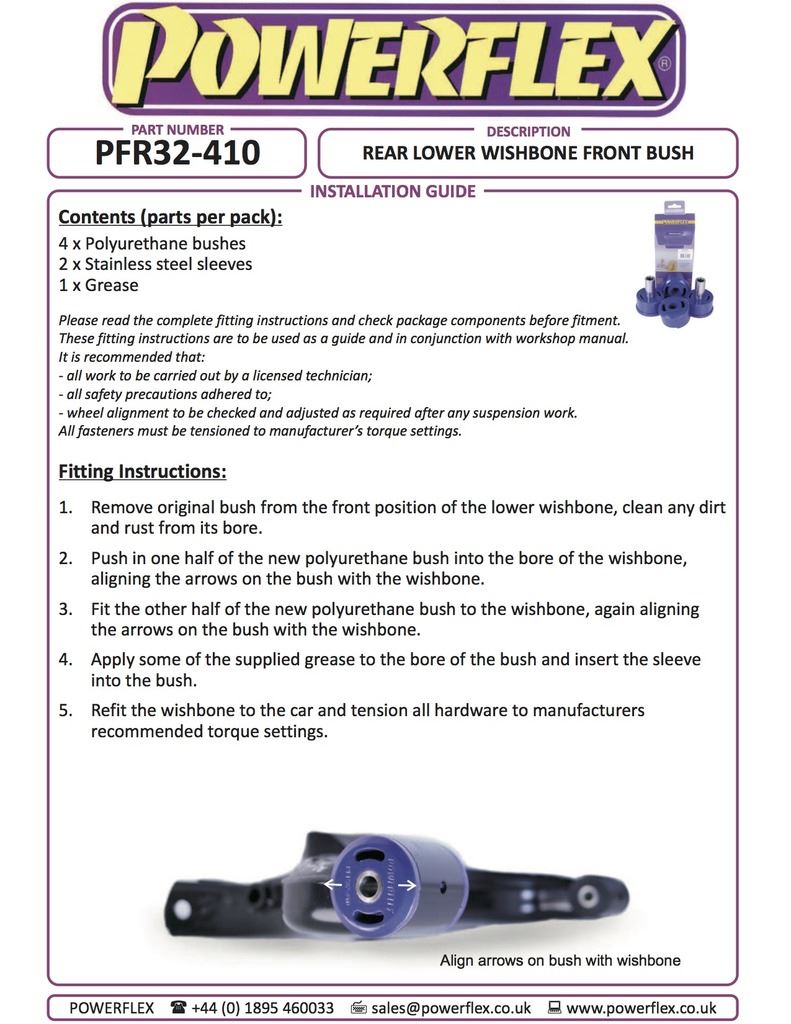 Land Rover Range Rover Sport 2005-2013 PowerFlex Rear Lower Wishbone Front Bush