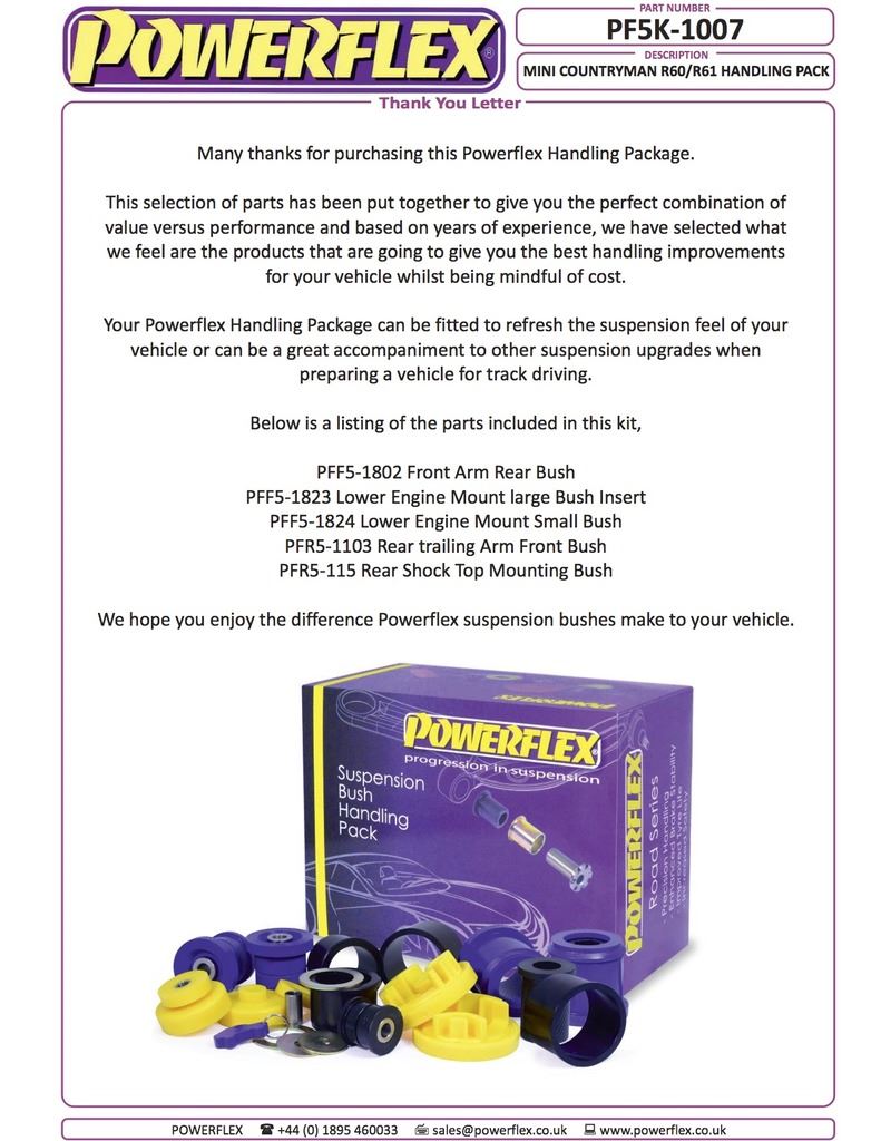 For Mini Countryman R60 2WD 2010-2016 PowerFlex Handling Pack
