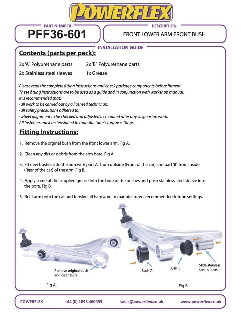 For Fiat 124 SPIDER 2016 on PowerFlex Black Series Front Lower Arm Front Bush