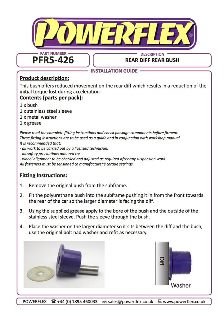 For BMW 3 Series 2005-2013 PowerFlex Rear Diff Rear Mounting Bush