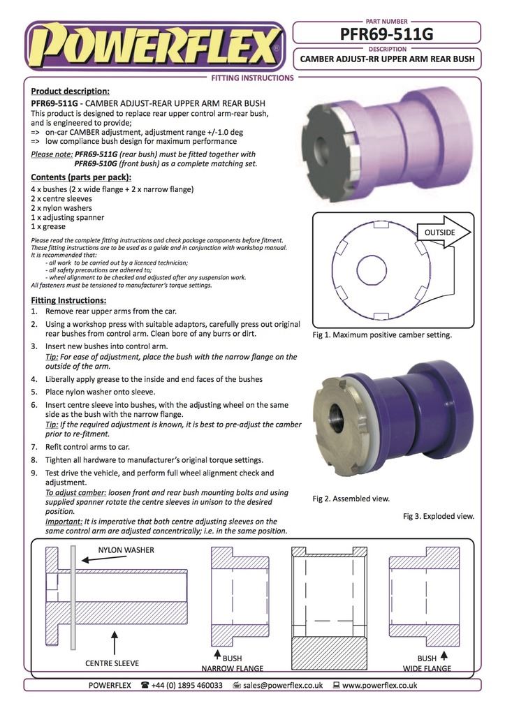For Subaru BRZ PowerFlex Rear Upper Arm Inner Rear Bush