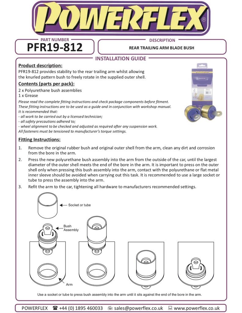 Ford Kuga 2007-2012 PowerFlex Black Rear Trailing Arm Blade Bush