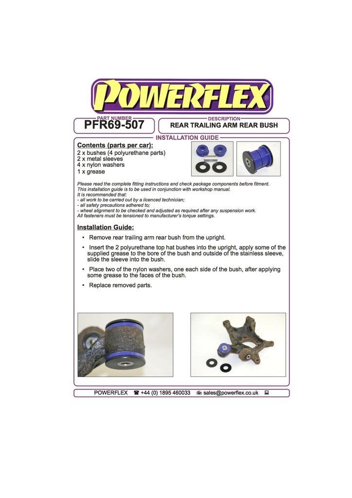 For Subaru Impreza 2007-2010 PowerFlex Black Series Rear Trailing Arm Rear Bush