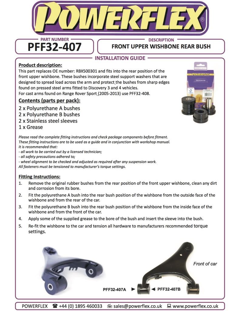 For Land Rover Discovery 4 2009 on PowerFlex Front Upper Wishbone Rear Bush