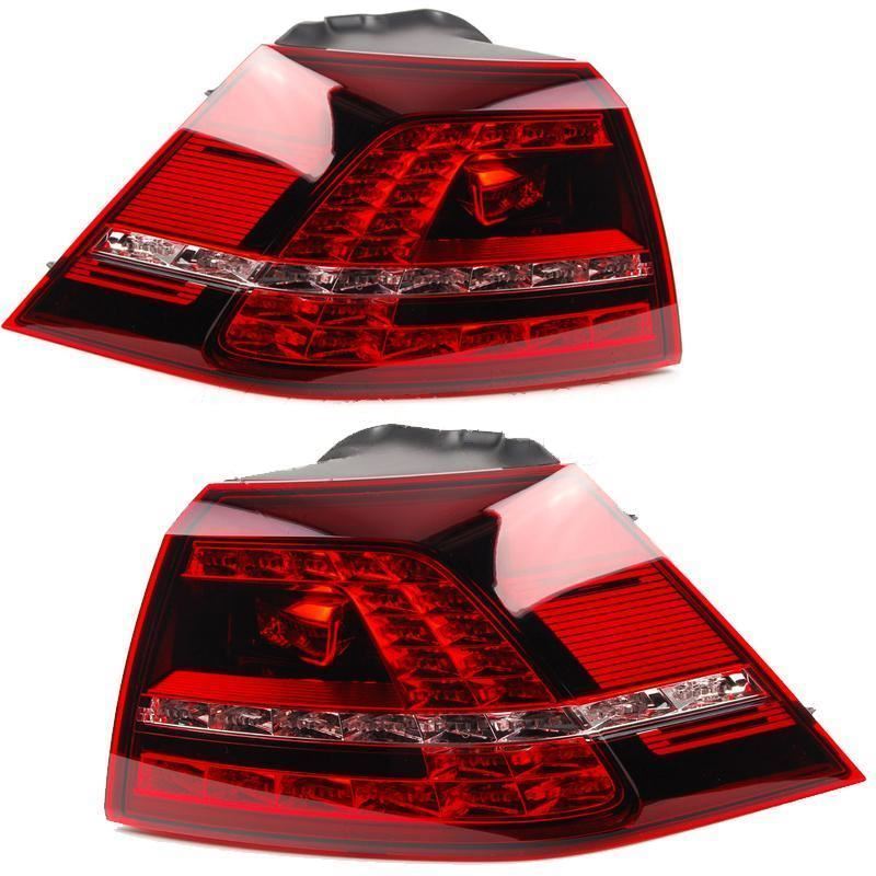VW GOLF MK7 2013-2015 CHERRY RED LED REAR TAIL LIGHTS PAIR LEFT & RIGHT