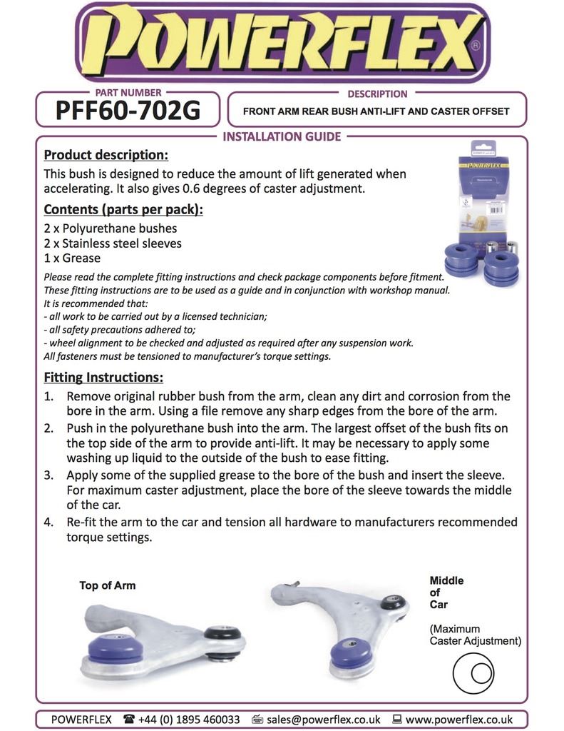 For Renault Megane III RS 2008-2016 PowerFlex Front Arm Rear Bush