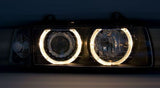 BMW 3 SERIES E36 SALOON & ESTATE 1990-1998 BLACK ANGEL EYES HEADLIGHTS PAIR