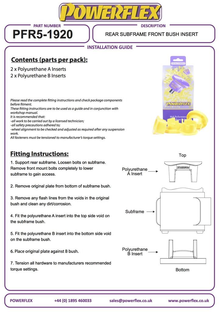 For BMW 4 Series PowerFlex Rear Subframe Front Bush Insert