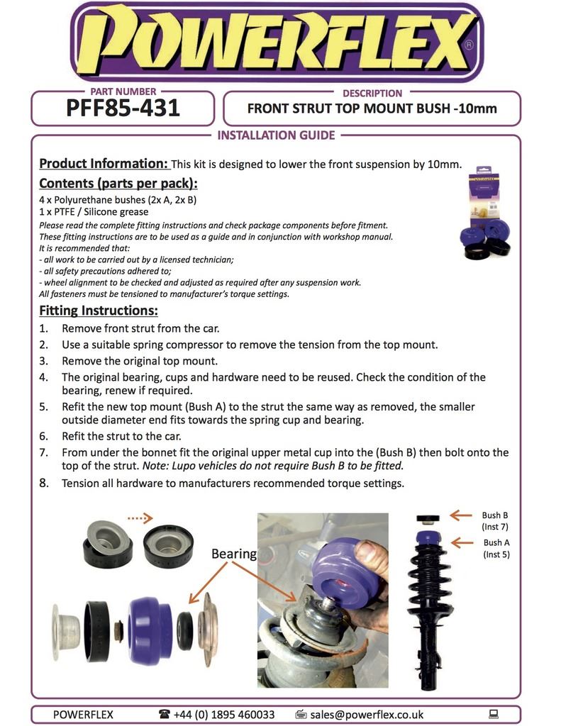 For Skoda Octavia Mk1 4WD 1996-2004 PowerFlex Black Front Strut Top Mount Bush