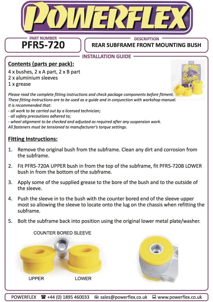 For BMW E60, E61 5 Series 2003-2010 PowerFlex Rear Subframe Front Mounting Bush