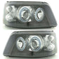 VOLKSWAGEN TRANSPORTER T5 INC.CARAVELLE 2003-2010 BLACK ANGEL EYES HEADLIGHTS PAIR