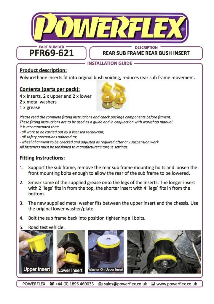 For Subaru Impreza 2011-2015 PowerFlex Rear Sub Frame Rear Bush Insert