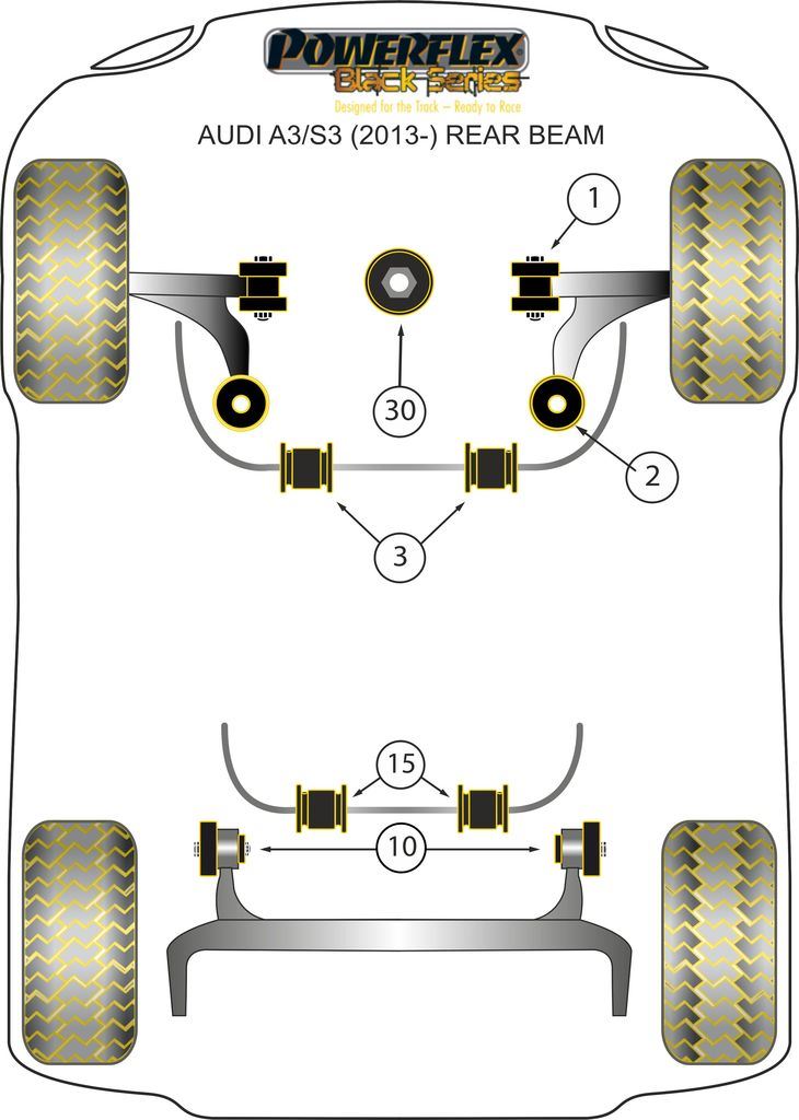 For Audi A3/S3 MK3 8V 2013- Rear Beam PowerFlex Black Front Lower Engine Mount