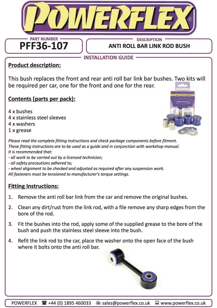 For Mazda MX-5 1998-2005 PowerFlex Black Series Rear Anti Roll Bar Link Rod Bush