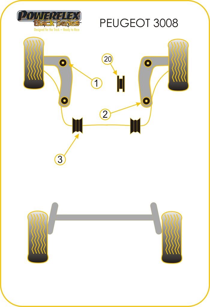 For Peugeot 3008 2008-on PowerFlex Black Series Front Arm Rear Bush