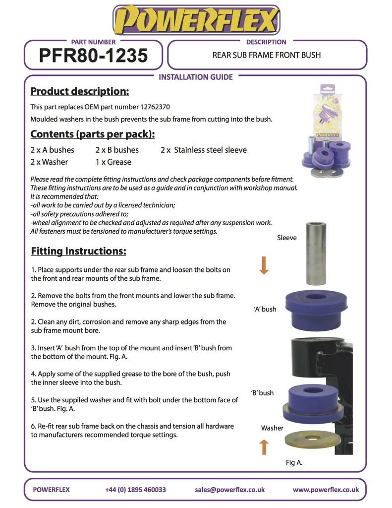 For Saab 9-3 2003-2014 PowerFlex Black Series Rear Subframe Front Bush