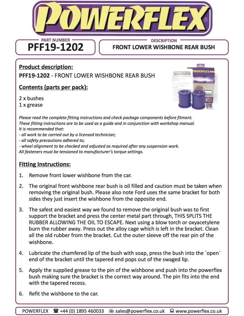 For Ford C-Max MK1 2003-2010 PowerFlex Front Lower Wishbone Rear Bush
