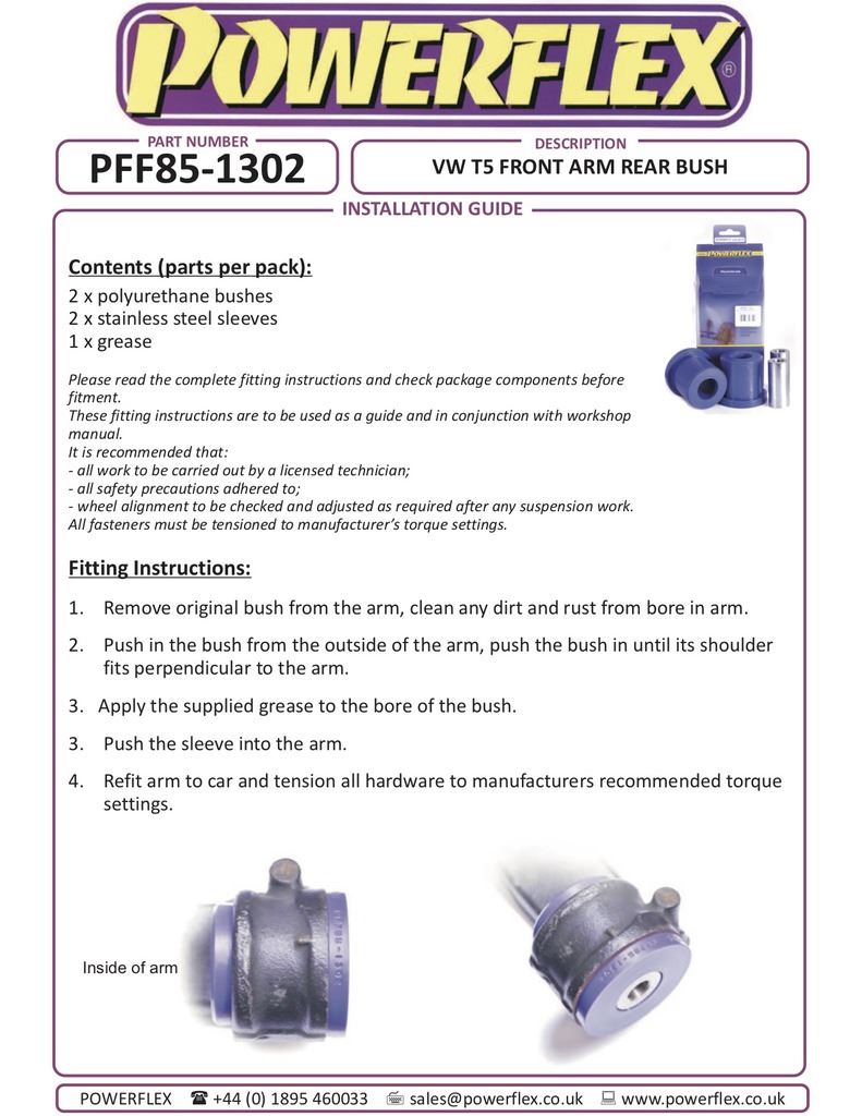 VW T6 Transporter 2015- PowerFlex Front Arm Rear Bush