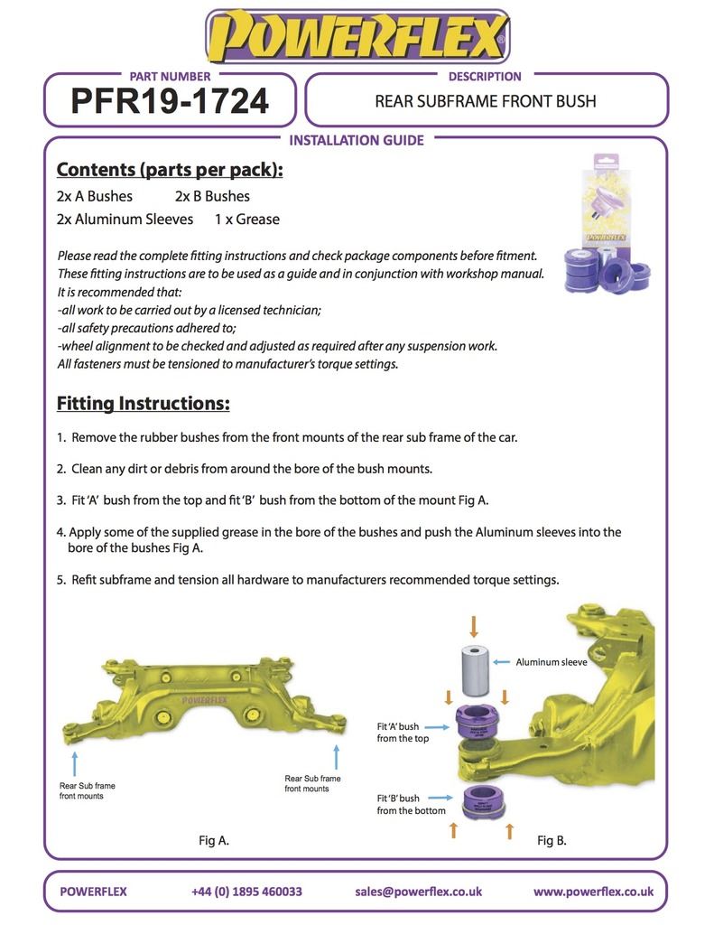 For Ford MUSTANG 2015 - PowerFlex Black Series Rear Subframe Front Bush