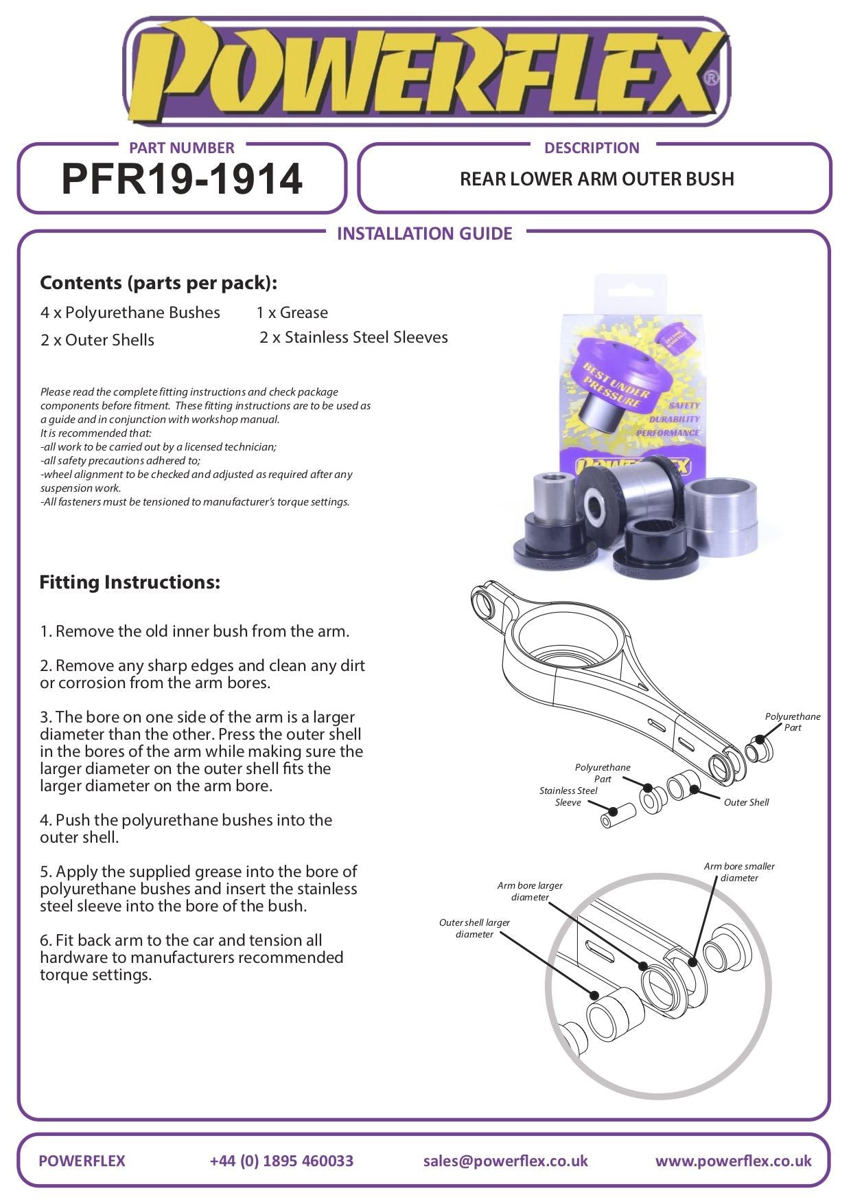 For Ford S-Max (2006-2010) PowerFlex Black Rear Lower Arm Outer Bush