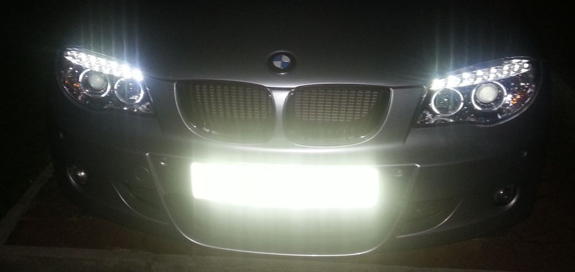 BMW 1 SERIES (E81/82/87/88) 5 DOOR HATCH 2/2007-> CHROME DRL HEADLIGHTS PAIR
