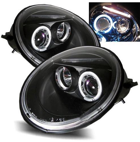 VOLKSWAGEN BEETLE  1998-2005 BLACK ANGEL EYES HEADLIGHTS PAIR