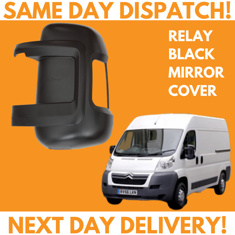 Citroen Relay 2006-2020 Short Arm Wing Mirror Cover Black Left Side