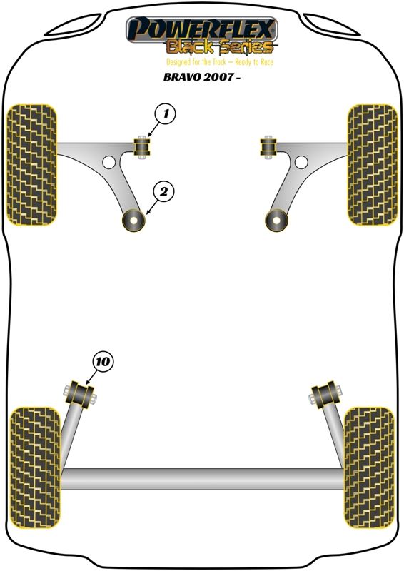 For Fiat Bravo (2007-) PowerFlex Black Rear Beam Mounting Bush
