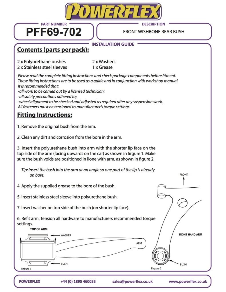 For Subaru Forester SH 05/08 on PowerFlex Black Series Front Wishbone Rear Bush