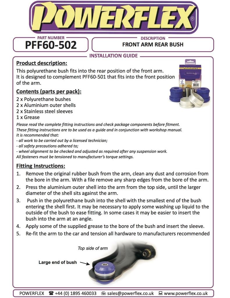 For Renault Scenic II 2003-2009 PowerFlex Front Arm Rear Bush