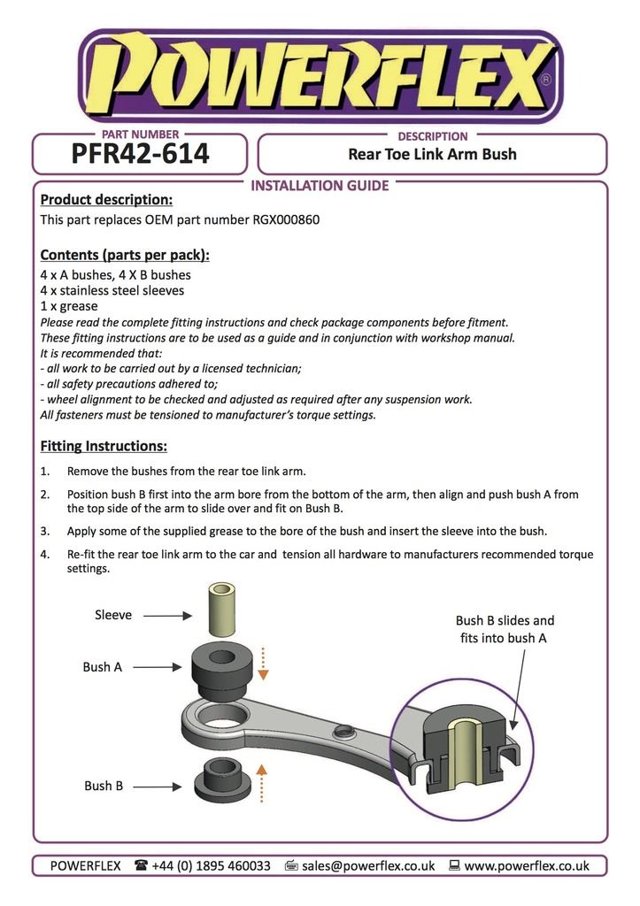 For Rover 45 1999-2005 PowerFlex Black Series Rear Toe Link Arm Bush