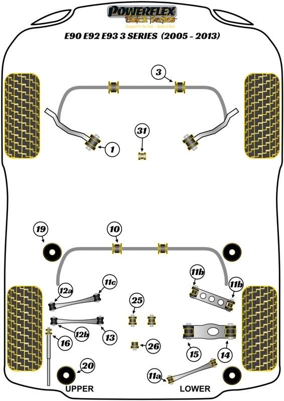 BMW 3 Series xDrive (2005-2013) PowerFlex Black Shift Arm Front Bush Oval