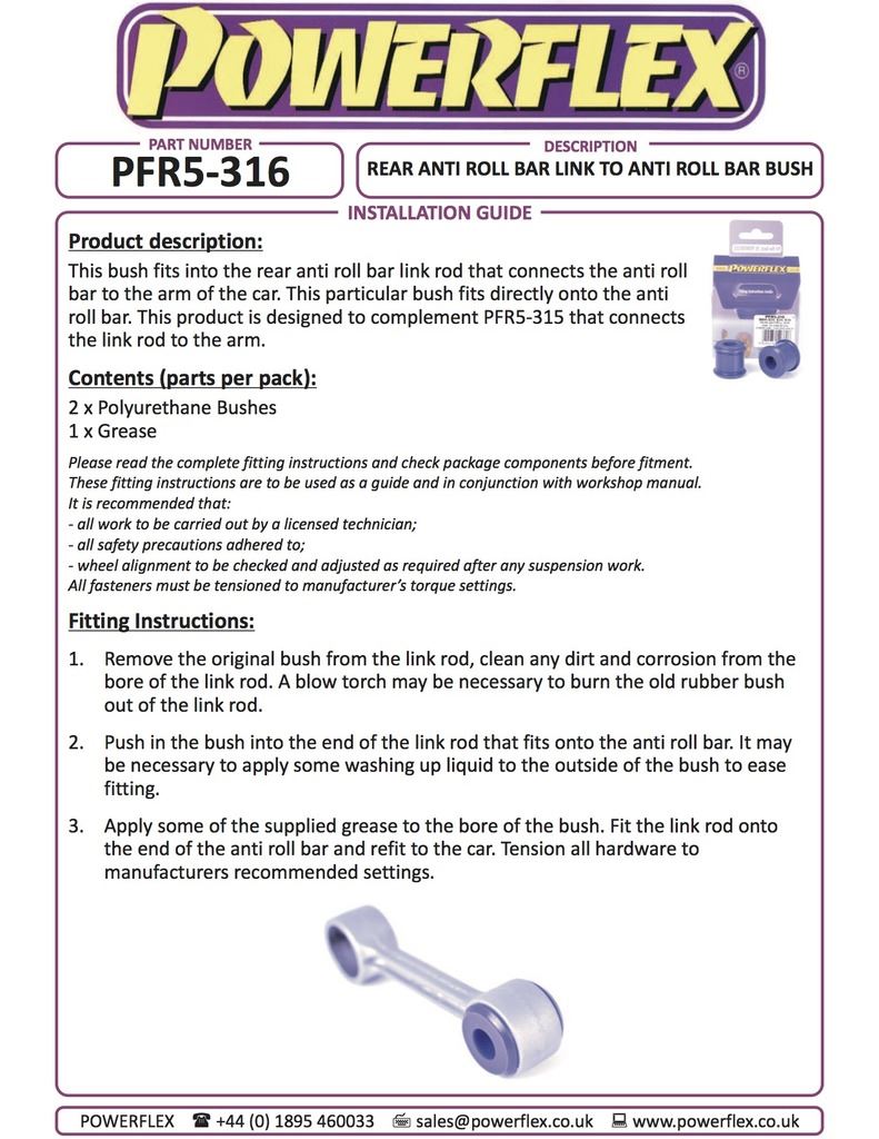 For BMW E28 5 Series 1982-1988 PowerFlex Black Rear Anti Roll Bar Link To Bush