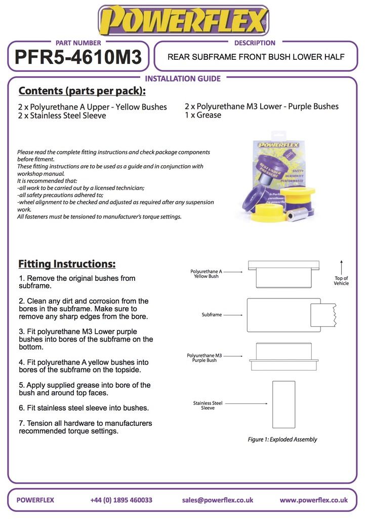 BMW 3 Series E46 M3 (1999-2006) PowerFlex Black Rear Subframe Front Bush