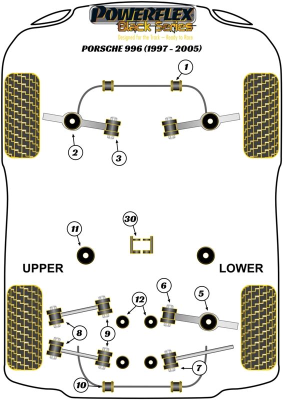 Porsche 996 (1997-2005) PowerFlex Black Front Anti Roll Bar Bush 27mm