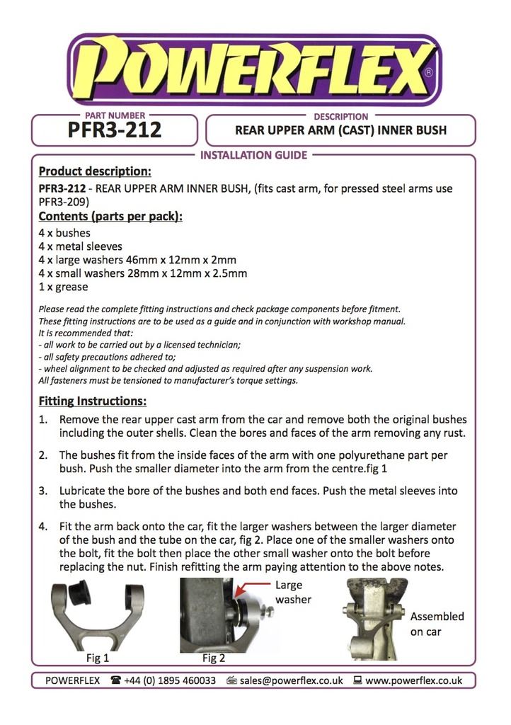 For Audi RS4 Avant 2000-2001 PowerFlex Rear Upper Arm Inner Bush