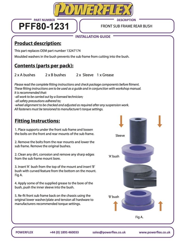 For Saab 9-3 2003-2014 PowerFlex Black Series Front Subframe Rear Bush