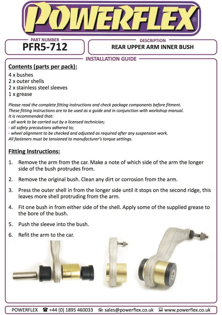 For BMW E60, E61 5 Series 2003-2010 PowerFlex Rear Upper Arm Inner Bush