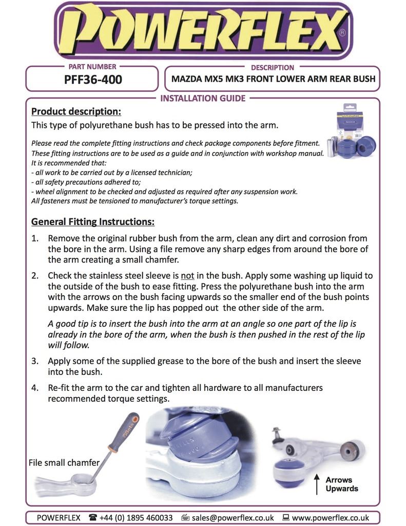For Mazda RX-8 2003-2012 PowerFlex Front Lower Arm Rear Bush