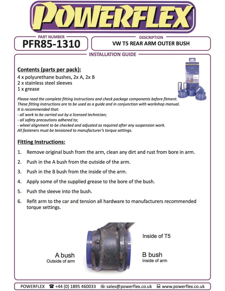 For VW T5 Transporter 2003-2015 PowerFlex Rear Arm Outer Bush