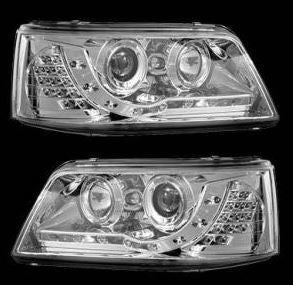 VOLKSWAGEN TRANSPORTER T5 INC.CARAVELLE 2003-2010 CHROME DRL HEADLIGHTS PAIR