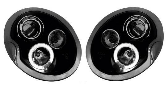 BMW MINI MK1 (R50/53) HATCHBACK 2001-2004 BLACK ANGEL EYES HEADLIGHTS PAIR
