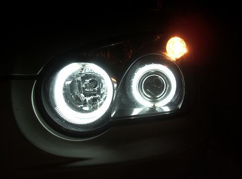 SUBARU IMPREZA  2003-2005 BLACK ANGEL EYES HEADLIGHTS PAIR